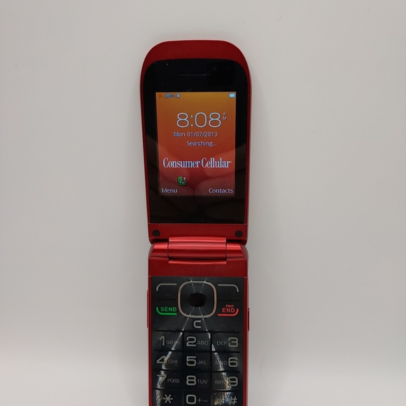 Red Flip-Style Cell Phone with Camera Lens - Picture 6 of 8